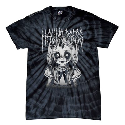 Haunt Mess Creepy Haunted Doll Illustration Tie-Dye T-Shirt