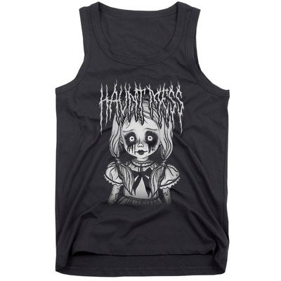 Haunt Mess Creepy Haunted Doll Illustration Tank Top