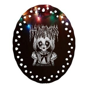 Haunt Mess Creepy Haunted Doll Illustration Ceramic Oval Ornament