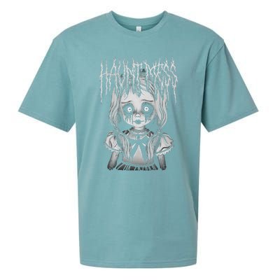 Haunt Mess Creepy Haunted Doll Illustration Sueded Cloud Jersey T-Shirt