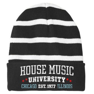 House Music Chicago House Music DJ EDM Striped Beanie with Solid Band