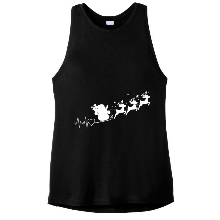 Heartbeat Merry Christmas Reindeer Xmas Family Funny Gift Ladies PosiCharge Tri-Blend Wicking Tank