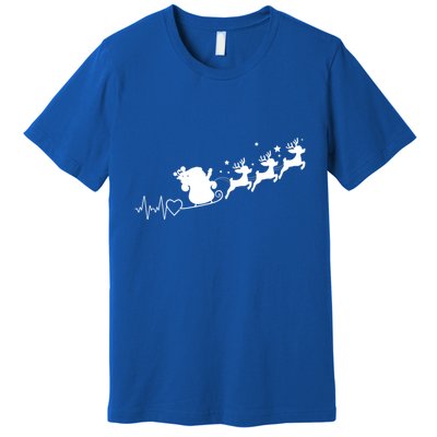 Heartbeat Merry Christmas Reindeer Xmas Family Funny Gift Premium T-Shirt
