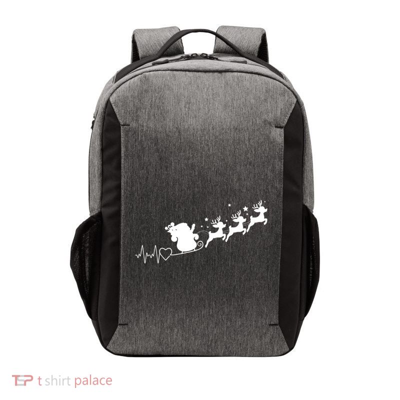 Heartbeat Merry Christmas Reindeer Xmas Family Funny Gift Vector Backpack