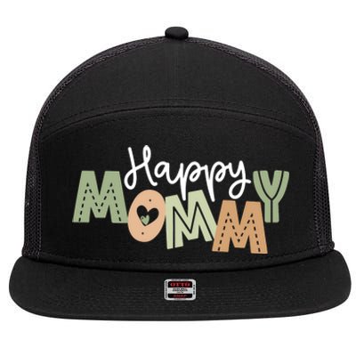 Happy Mommy Cute Mom Gift 7 Panel Mesh Trucker Snapback Hat