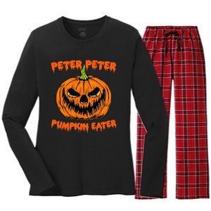 Halloween Matching Costume Couples Peter Pumpkin Eater Women's Long Sleeve Flannel Pajama Set 