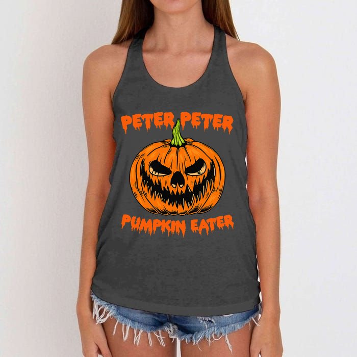 Halloween Matching Costume Couples Peter Pumpkin Eater Women's Knotted Racerback Tank