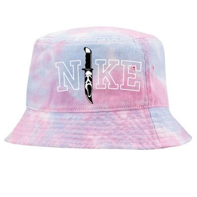 Horror Movie Characters In Knives NKE Funny Halloween Films Tie-Dyed Bucket Hat