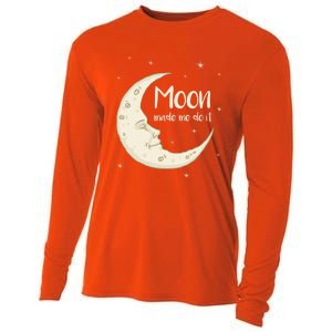 Half Moon Crescent Moon Funny Astronomy Moon Made Me Do It Gift Cooling Performance Long Sleeve Crew