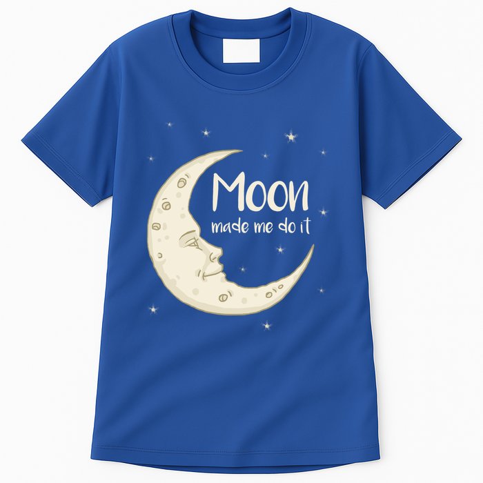 Half Moon Crescent Moon Funny Astronomy Moon Made Me Do It Gift Tall T-Shirt
