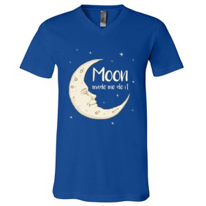 Half Moon Crescent Moon Funny Astronomy Moon Made Me Do It Gift V-Neck T-Shirt