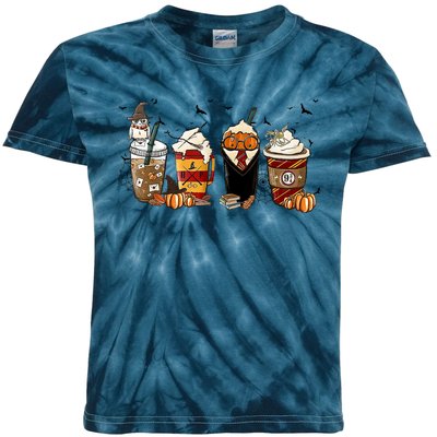 Horror Movie Coffee Latte Horror Characters Coffee Cup Halloween Kids Tie-Dye T-Shirt