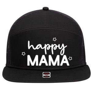 Happy Mama Cute Mom Gift 7 Panel Mesh Trucker Snapback Hat