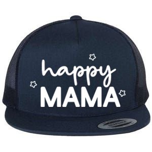 Happy Mama Cute Mom Gift Flat Bill Trucker Hat