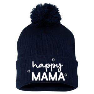 Happy Mama Cute Mom Gift Pom Pom 12in Knit Beanie