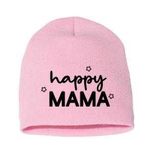 Happy Mama Cute Mom Gift Short Acrylic Beanie