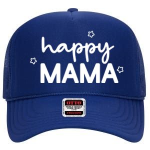 Happy Mama Cute Mom Gift High Crown Mesh Back Trucker Hat