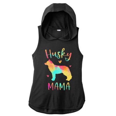 Husky Mama Colorful Siberian Husky Gifts Dog Mom Ladies PosiCharge Tri-Blend Wicking Draft Hoodie Tank