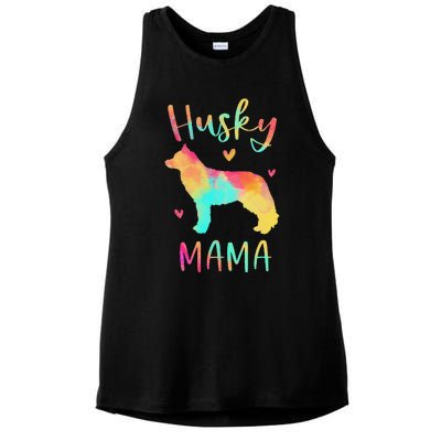 Husky Mama Colorful Siberian Husky Gifts Dog Mom Ladies PosiCharge Tri-Blend Wicking Tank