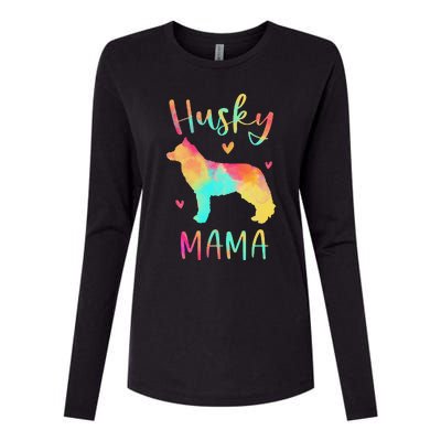 Husky Mama Colorful Siberian Husky Gifts Dog Mom Womens Cotton Relaxed Long Sleeve T-Shirt