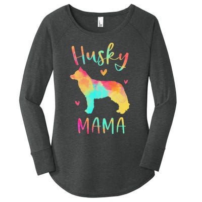 Husky Mama Colorful Siberian Husky Gifts Dog Mom Women's Perfect Tri Tunic Long Sleeve Shirt