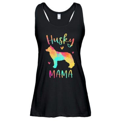 Husky Mama Colorful Siberian Husky Gifts Dog Mom Ladies Essential Flowy Tank