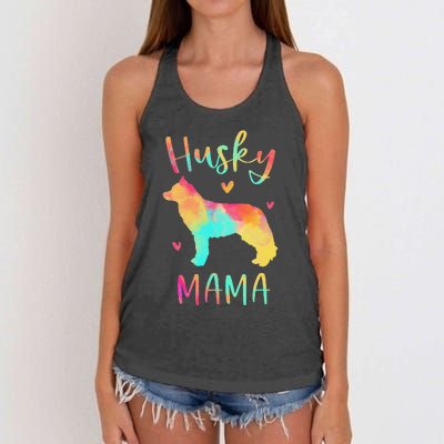 Husky Mama Colorful Siberian Husky Gifts Dog Mom Women's Knotted Racerback Tank