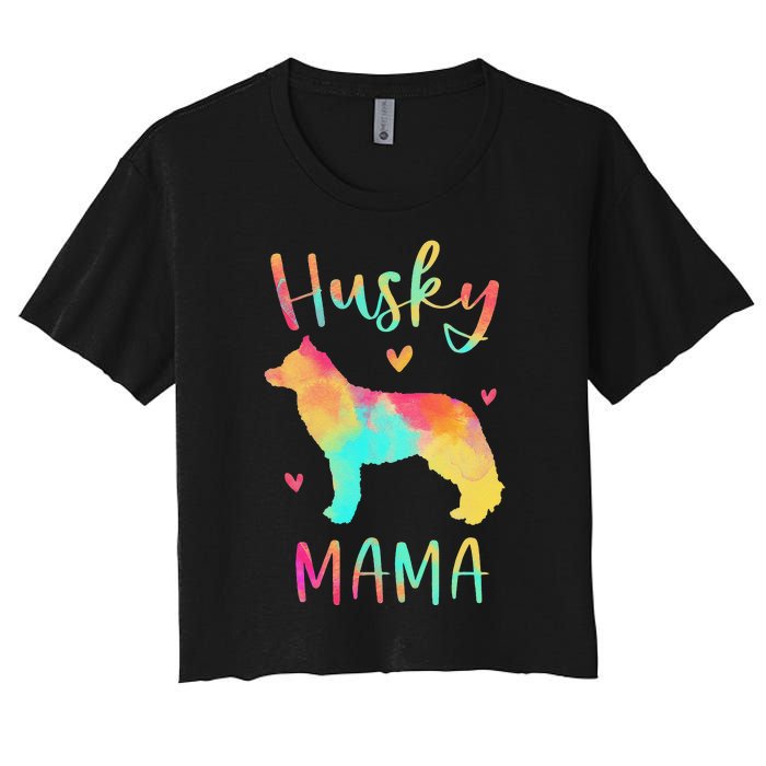 Husky Mama Colorful Siberian Husky Gifts Dog Mom Women's Crop Top Tee