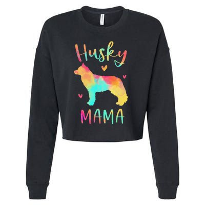 Husky Mama Colorful Siberian Husky Gifts Dog Mom Cropped Pullover Crew