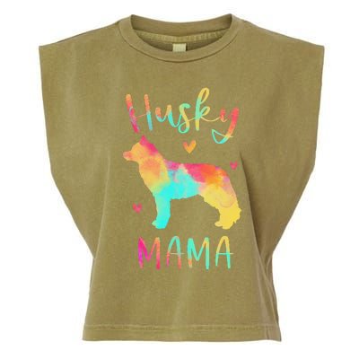 Husky Mama Colorful Siberian Husky Gifts Dog Mom Garment-Dyed Women's Muscle Tee