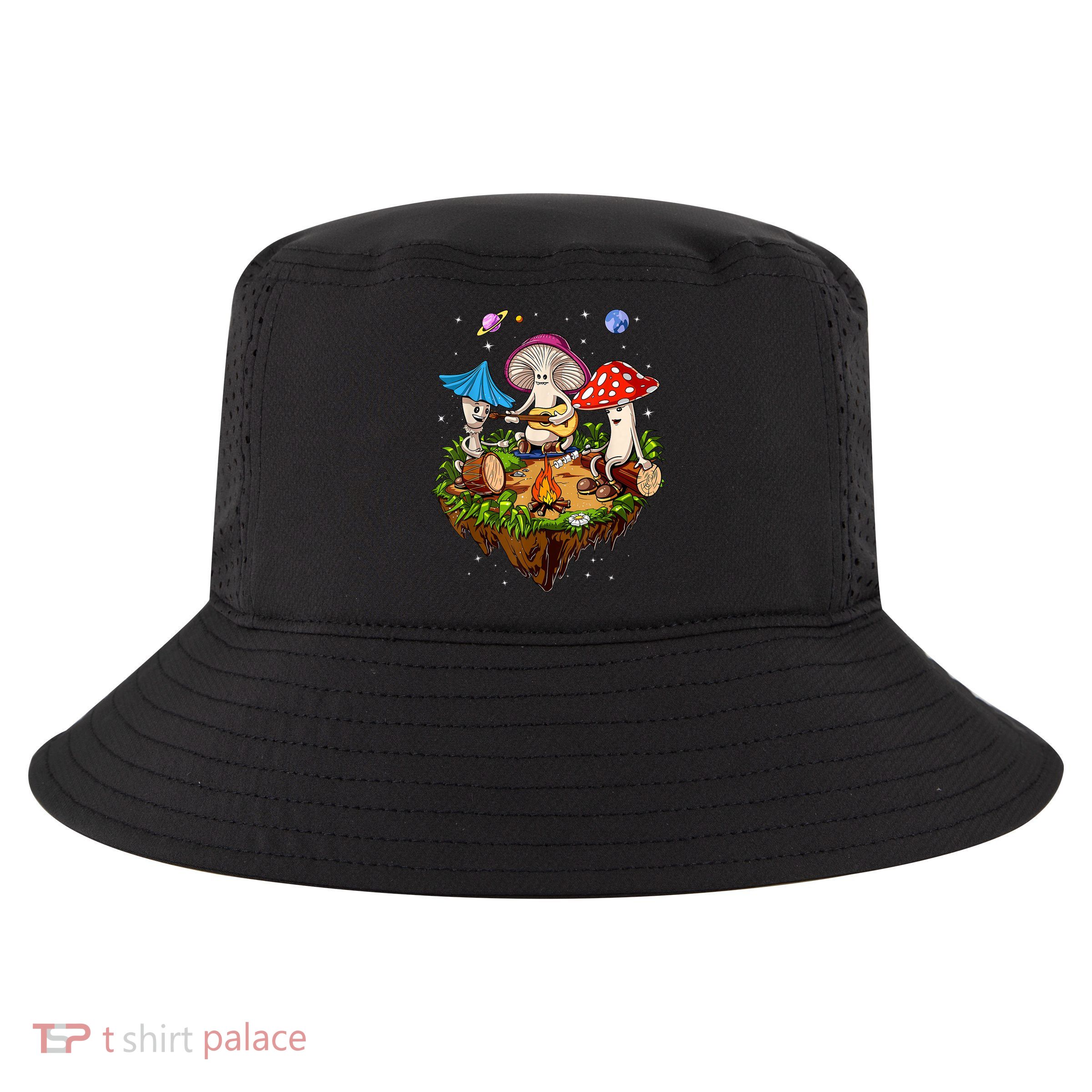 Hippie Mushrooms Camping Psychedelic Forest Fungi Festival Cool Comfort Performance Bucket Hat