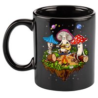 Hippie Mushrooms Camping Psychedelic Forest Fungi Festival 11oz C Handle Ceramic Mug