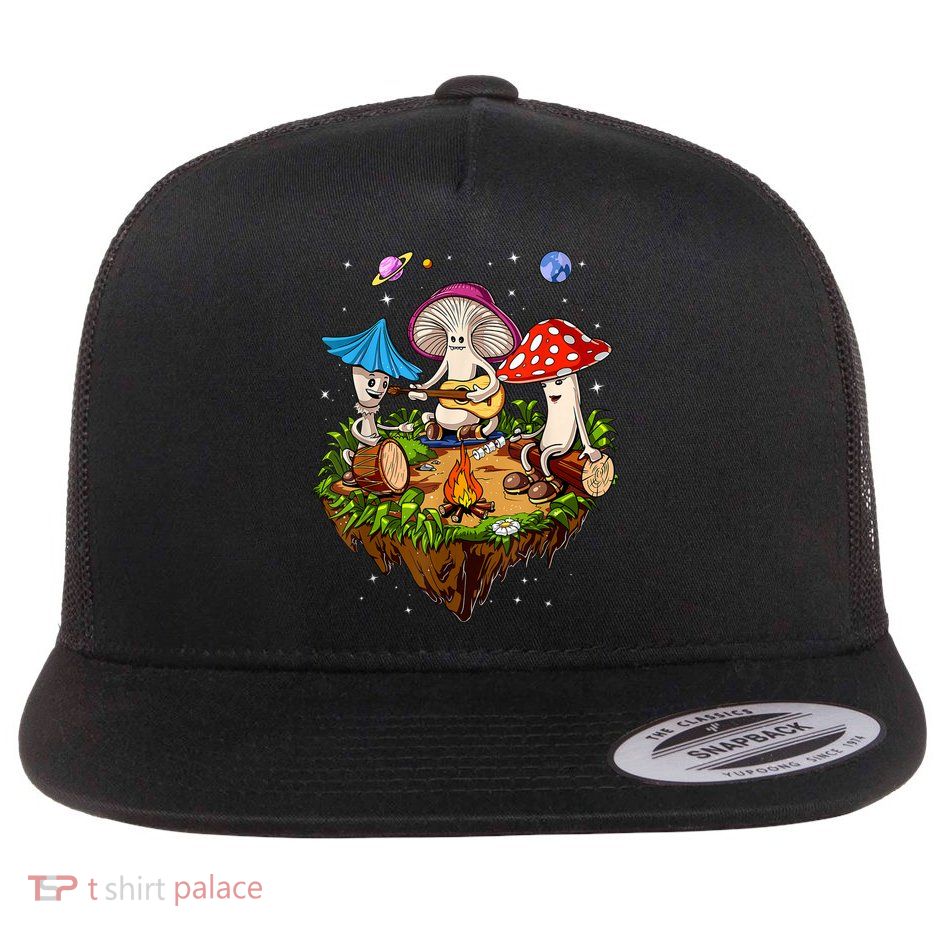Hippie Mushrooms Camping Psychedelic Forest Fungi Festival Flatbill Hat