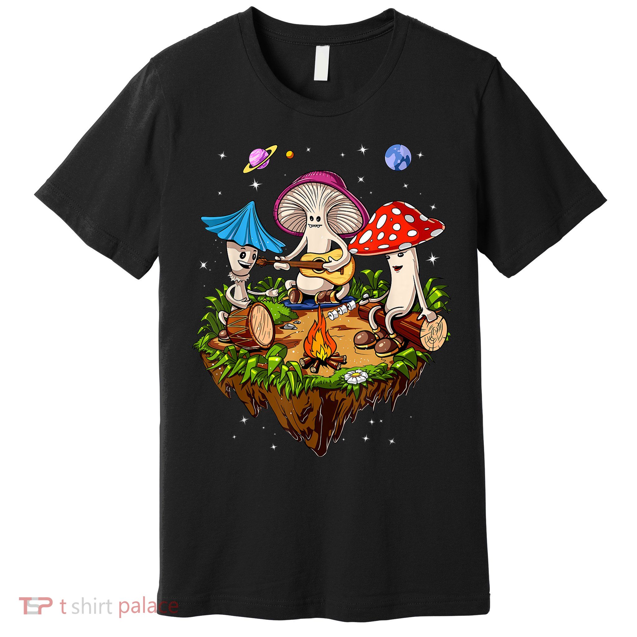 Hippie Mushrooms Camping Psychedelic Forest Fungi Festival Premium T-Shirt