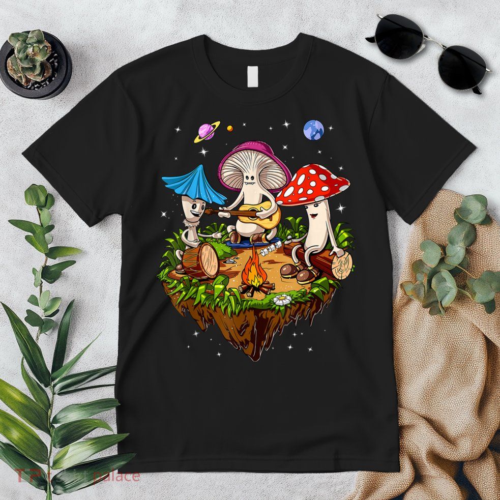 Hippie Mushrooms Camping Psychedelic Forest Fungi Festival Premium T-Shirt