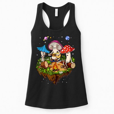 Hippie Mushrooms Camping Psychedelic Forest Fungi Festival Womens Tank Top