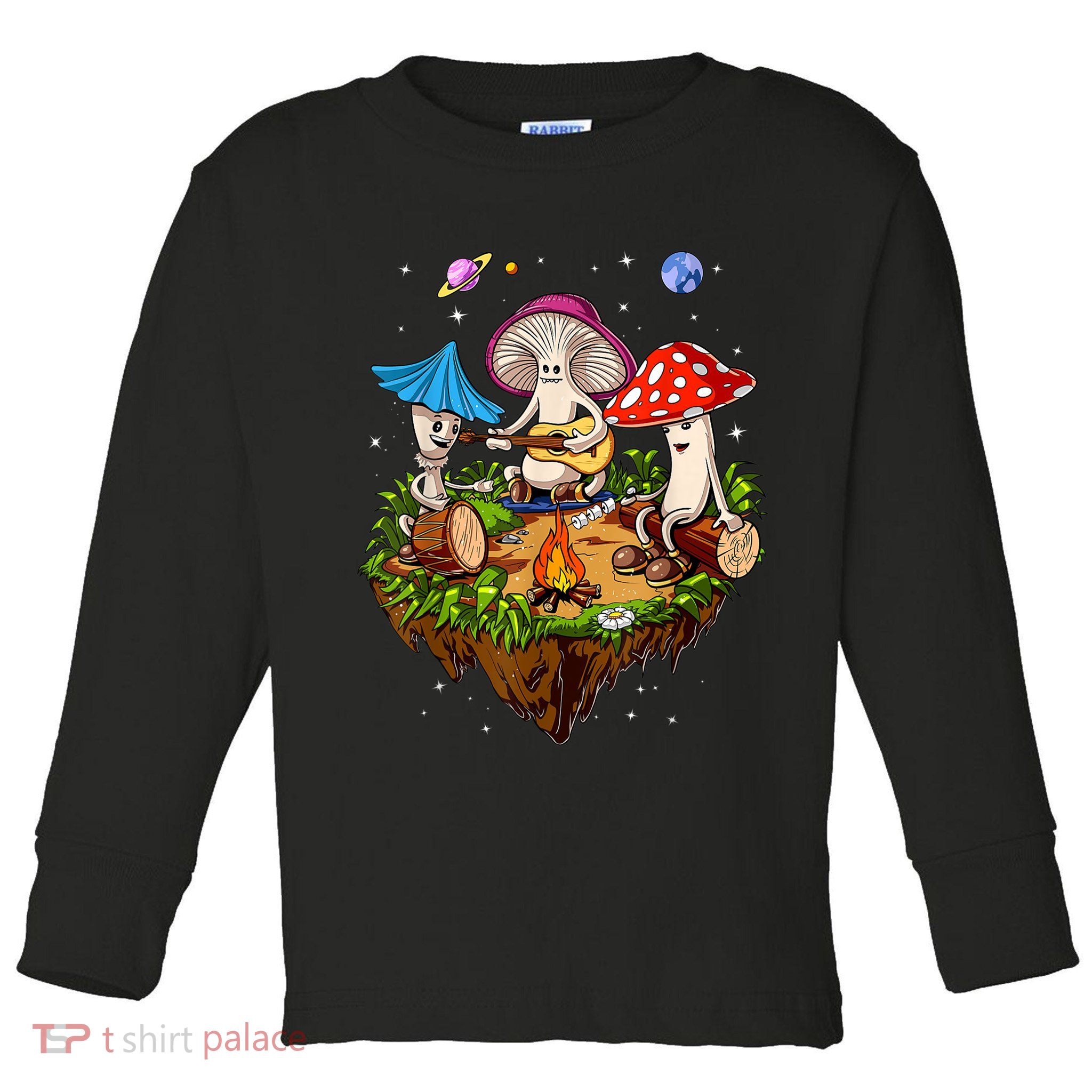 Hippie Mushrooms Camping Psychedelic Forest Fungi Festival Toddler Long Sleeve Shirt