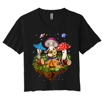 Hippie Mushrooms Camping Psychedelic Forest Fungi Festival Crop Top