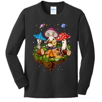 Hippie Mushrooms Camping Psychedelic Forest Fungi Festival Kids Long Sleeve Shirt