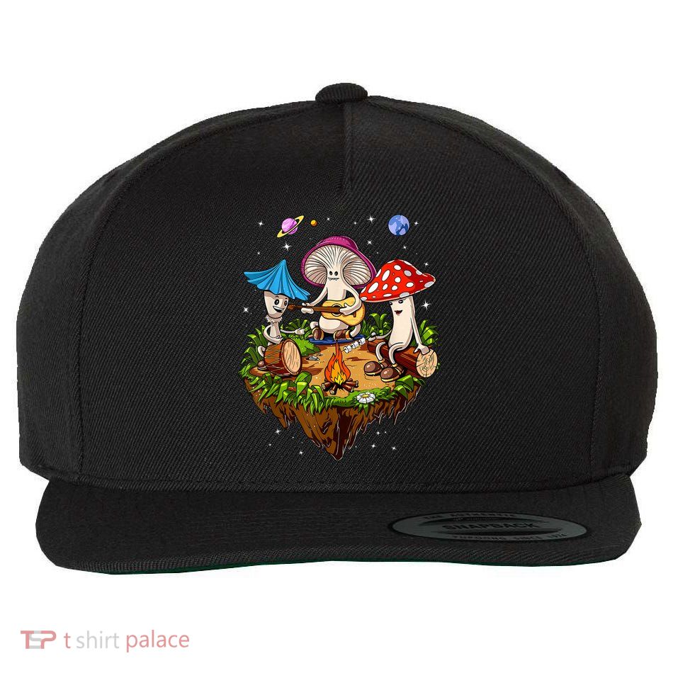 Hippie Mushrooms Camping Psychedelic Forest Fungi Festival Wool Snapback Cap