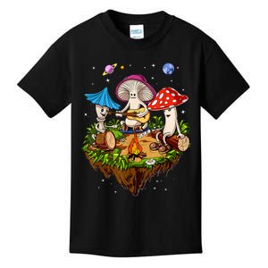 Hippie Mushrooms Camping Psychedelic Forest Fungi Festival Kids T-Shirt