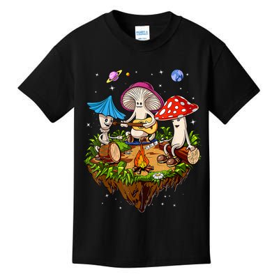 Hippie Mushrooms Camping Psychedelic Forest Fungi Festival Kids T-Shirt