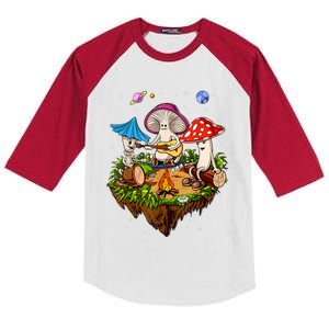 Hippie Mushrooms Camping Psychedelic Forest Fungi Festival Kids Colorblock Raglan Jersey