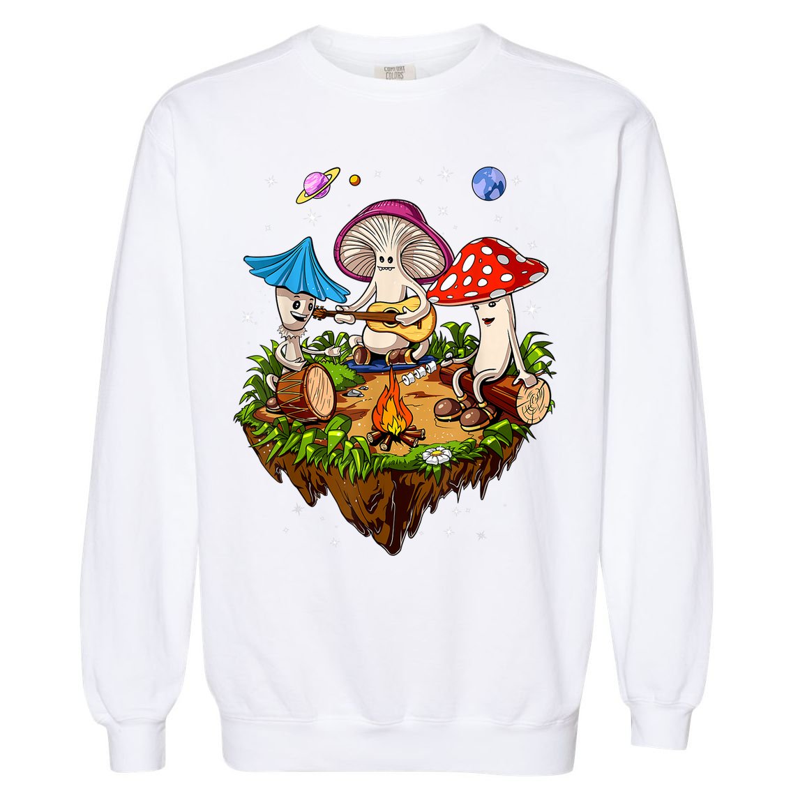 Hippie Mushrooms Camping Psychedelic Forest Fungi Festival Garment-Dyed Sweatshirt