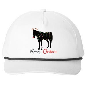 Horse Merry Christmas Winter Horses Christmas Gift Snapback Five-Panel Rope Hat