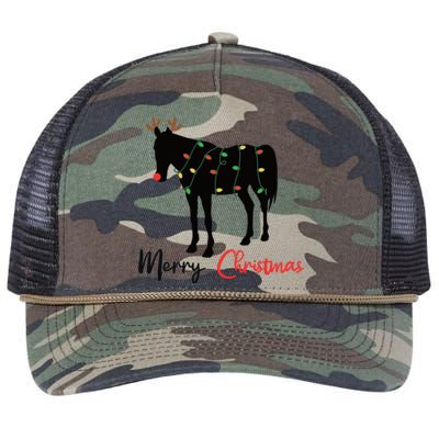 Horse Merry Christmas Winter Horses Christmas Gift Retro Rope Trucker Hat Cap