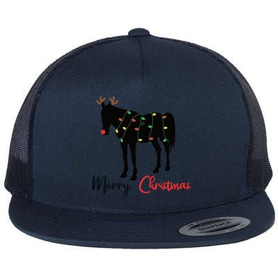 Horse Merry Christmas Winter Horses Christmas Gift Flat Bill Trucker Hat