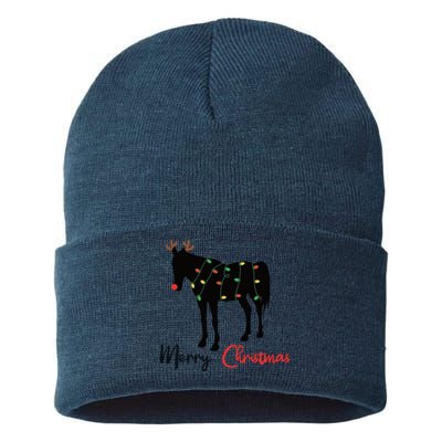 Horse Merry Christmas Winter Horses Christmas Gift Sustainable Knit Beanie