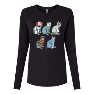 Horror Movie Cats Womens Cotton Relaxed Long Sleeve T-Shirt