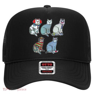 Horror Movie Cats High Crown Mesh Back Trucker Hat